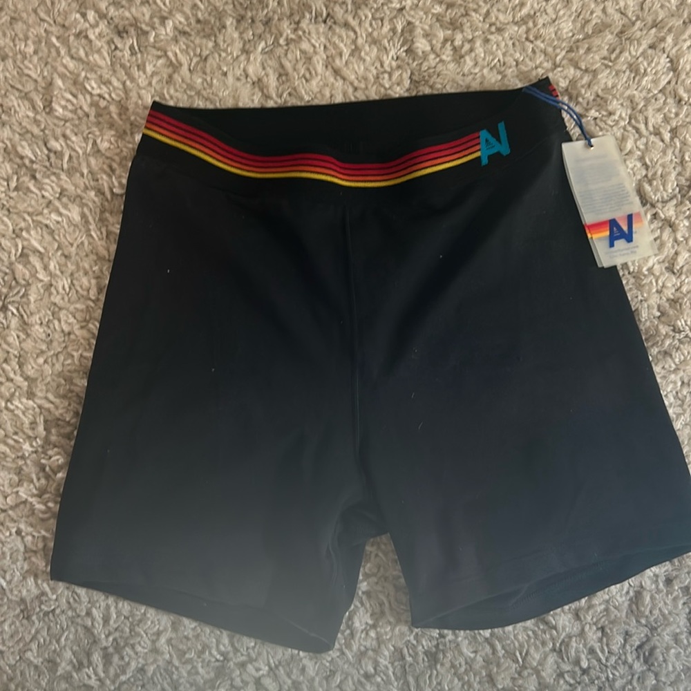 Aviator Nation Logo 4inch High Rise Biker Shorts